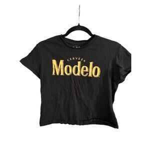MODELO Black Crop Cropped Baby Bar Tee T-Shirt Graphic Print - Sz Medium
